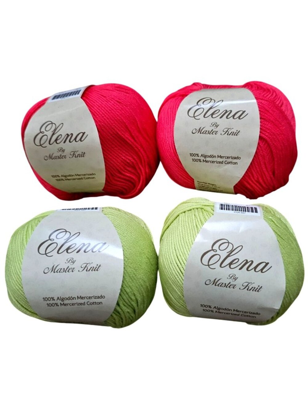 Master Knit Elena Mercerized Cotton Yarn 4 Skeins Hot Pink Lime Green 50g 125m M